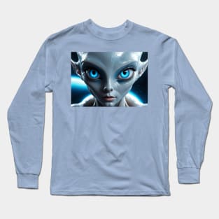 Hybrid Alien Beautiful Girl Gray Long Sleeve T-Shirt